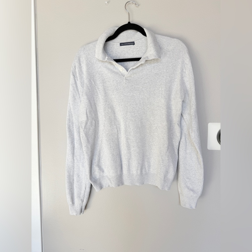 Brandy Melville Light Gray Collared Knit Sweater